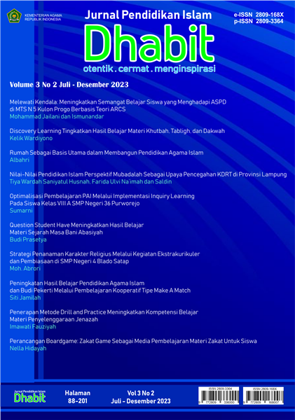 					View Vol. 3 No. 2 (2023): Jurnal Dhabit : Jurnal Pendidikan Islam
				